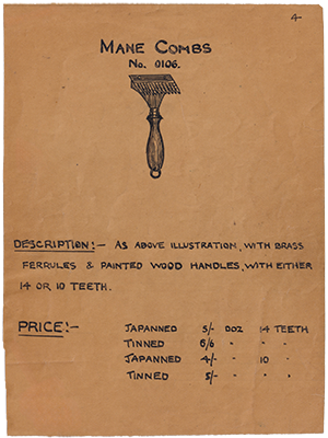 W.H. Tildesley Horse Cattle Curry Combs Heritage Page 04