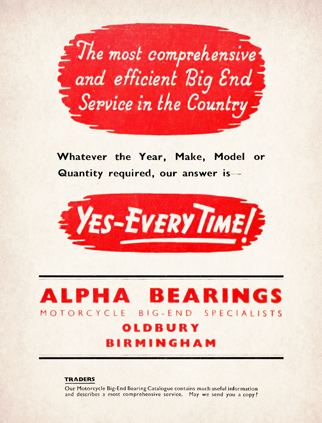 Alpha Bearings Ltd advert