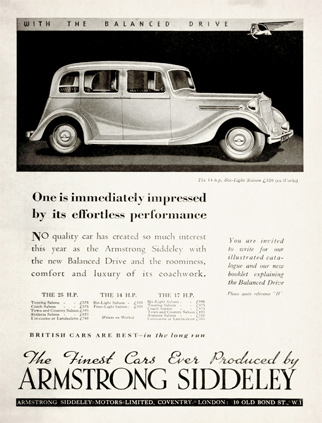 Armstrong Siddeley Motors LTD advert