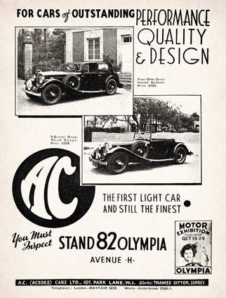 Auto Carriers (1911) Ltd A.C Cars advert