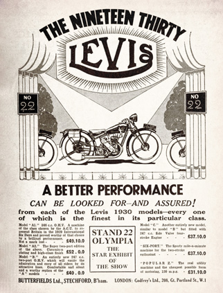 Butterfields LTD (Levis Motorcycles) advert