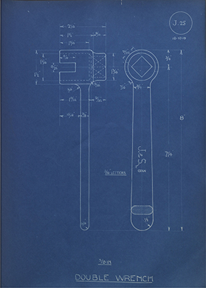 A.A Jones & Shipman  Double Wrench WH Tildesley Forging Technical Drawing