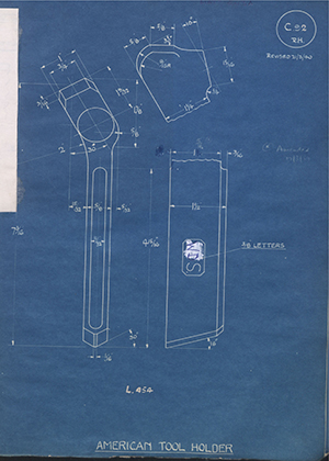 A.A Jones & Shipman L454 American Tool Holder WH Tildesley Forging Technical Drawing