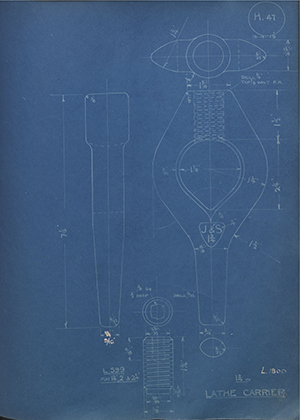 A.A Jones & Shipman L599 Lathe Carrier WH Tildesley Forging Technical Drawing