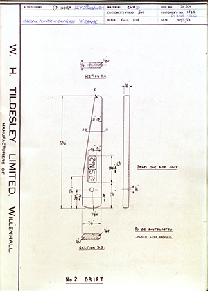 A.A Jones & Shipman LTD 01858-802 No2 Drift WH Tildesley Forging Technical Drawing