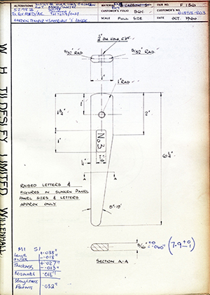 A.A Jones & Shipman LTD 01858-803  WH Tildesley Forging Technical Drawing