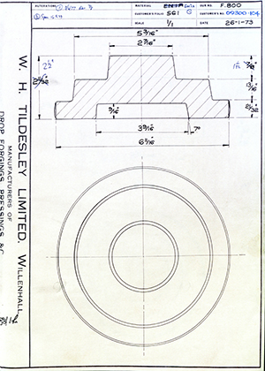 A.A Jones & Shipman LTD 09300-104  WH Tildesley Forging Technical Drawing