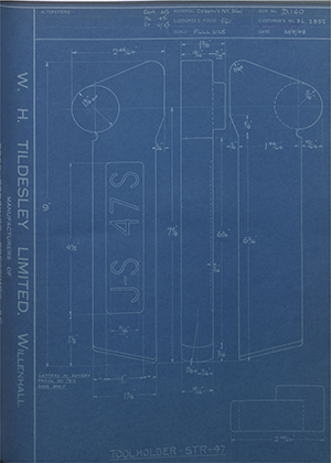 A.A Jones & Shipman LTD 3L2852 Tool Holder - STR - 47 WH Tildesley Forging Technical Drawing