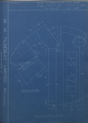 A.A Jones & Shipman LTD 3L2853 Tool Holder - LH - 47 WH Tildesley Forging Technical Drawing