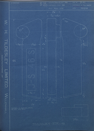 A.A Jones & Shipman LTD 3L2855 Tool Holder - STR - 46 WH Tildesley Forging Technical Drawing