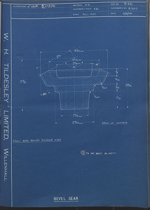 A.A Jones & Shipman LTD G3012 Bevel Gear WH Tildesley Forging Technical Drawing