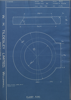 A.A Jones & Shipman LTD G3124 Clamp Ring WH Tildesley Forging Technical Drawing