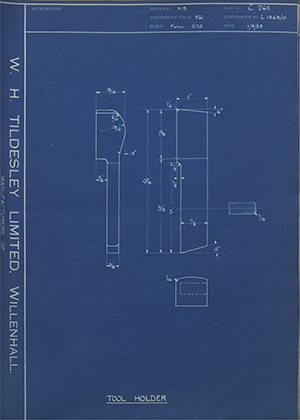 A.A Jones & Shipman LTD L1869/10 Tool Holder WH Tildesley Forging Technical Drawing