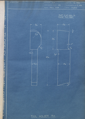 A.A Jones & Shipman LTD L1913 Tool Holder - RH WH Tildesley Forging Technical Drawing