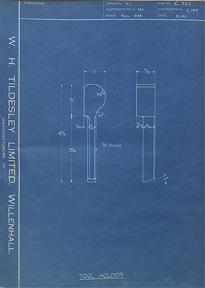 A.A Jones & Shipman LTD L1915 Tool Holder WH Tildesley Forging Technical Drawing