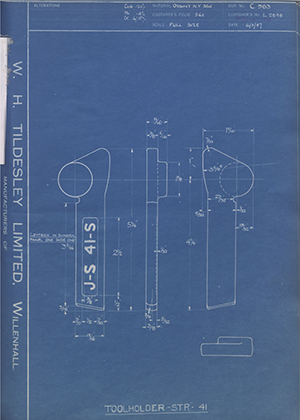 A.A Jones & Shipman LTD L2858 Tool Holder - STR - 41 WH Tildesley Forging Technical Drawing