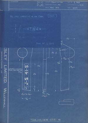 A.A Jones & Shipman LTD L2858 Tool Holder - STR - 41 WH Tildesley Forging Technical Drawing