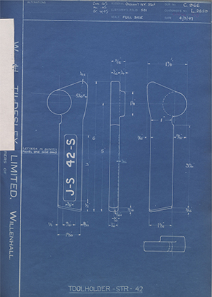 A.A Jones & Shipman LTD L2859 Tool Holder - STR - 42 WH Tildesley Forging Technical Drawing