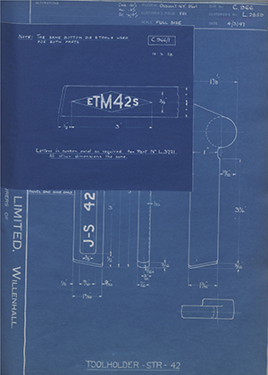 A.A Jones & Shipman LTD L2859 Tool Holder - STR - 42 WH Tildesley Forging Technical Drawing