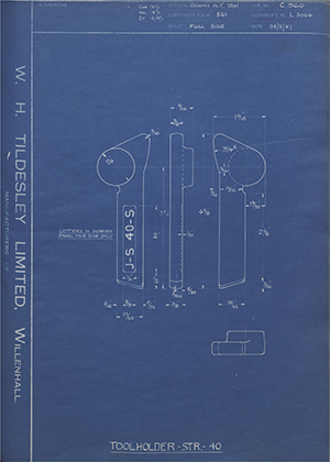 A.A Jones & Shipman LTD L3004 Tool Holder - STR - 40 WH Tildesley Forging Technical Drawing