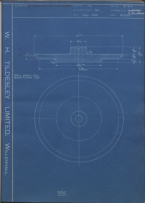 A.A Jones & Shipman LTD L3227 Disc WH Tildesley Forging Technical Drawing