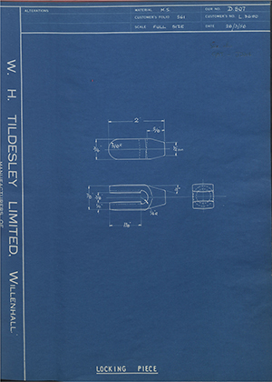 A.A Jones & Shipman LTD L3690 Locking Piece WH Tildesley Forging Technical Drawing