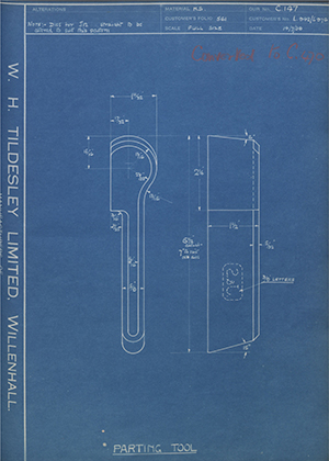 A.A Jones & Shipman LTD L942/L976 Parting Tool WH Tildesley Forging Technical Drawing