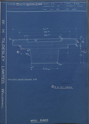 A.A Jones & Shipman LTD N1869 Wheel Flange WH Tildesley Forging Technical Drawing