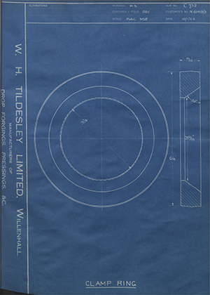 A.A Jones & Shipman LTD N6149/3 Clamp Ring WH Tildesley Forging Technical Drawing