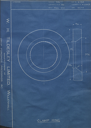 A.A Jones & Shipman LTD N6164/3 Clamp Ring WH Tildesley Forging Technical Drawing