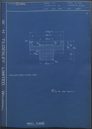 A.A Jones & Shipman LTD N7309 Wheel Flange WH Tildesley Forging Technical Drawing