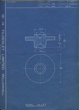 A.A Jones & Shipman LTD N7834/4 Wheel Collet WH Tildesley Forging Technical Drawing