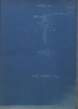 A.A Jones & Shipman  Lathe Carrier - Size 1 WH Tildesley Forging Technical Drawing