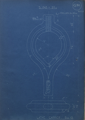 A.A Jones & Shipman  Lathe Carrier - Size 10 WH Tildesley Forging Technical Drawing