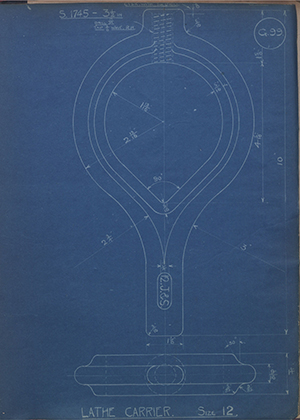 A.A Jones & Shipman  Lathe Carrier - Size 12 WH Tildesley Forging Technical Drawing