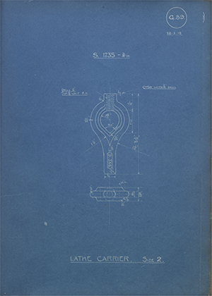 A.A Jones & Shipman  Lathe Carrier - Size 2 WH Tildesley Forging Technical Drawing