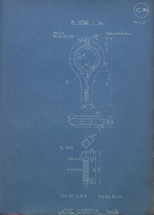 A.A Jones & Shipman  Lathe Carrier - Size 3 WH Tildesley Forging Technical Drawing