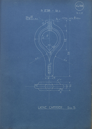 A.A Jones & Shipman  Lathe Carrier - Size 5 WH Tildesley Forging Technical Drawing