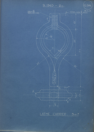 A.A Jones & Shipman  Lathe Carrier - Size 7 WH Tildesley Forging Technical Drawing