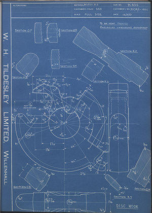 A.B.C Coupler Engineering Co LTD 3379/1-1935 Disc Hook WH Tildesley Forging Technical Drawing