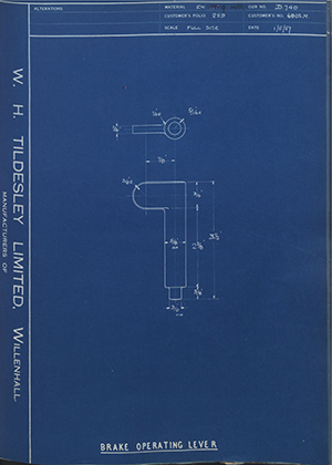 A.B.C Coupler Engineering Co LTD 6802M Brake Operating Lever WH Tildesley Forging Technical Drawing