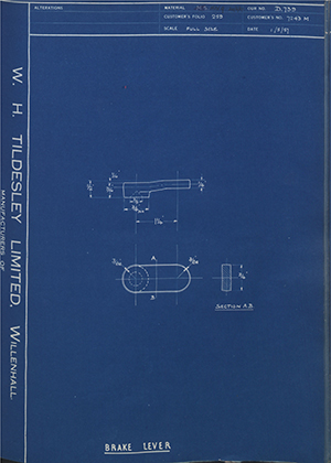 A.B.C Coupler Engineering Co LTD 7243M Brake Lever WH Tildesley Forging Technical Drawing