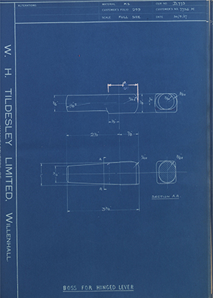 A.B.C Coupler Engineering Co LTD 7736M Boss For Hinged Lever WH Tildesley Forging Technical Drawing