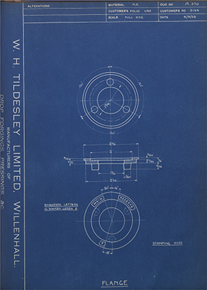 A.J Homer & Sons LTD 3164 Flange WH Tildesley Forging Technical Drawing