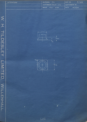 A.J Homer & Sons LTD  Lug WH Tildesley Forging Technical Drawing