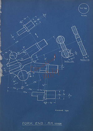 A.J Stevens & Co LTD 10008 Fork End - RH WH Tildesley Forging Technical Drawing