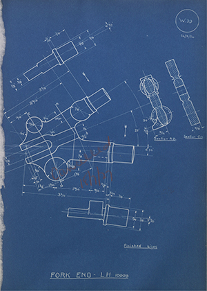 A.J Stevens & Co LTD 10009 Fork End - LH WH Tildesley Forging Technical Drawing