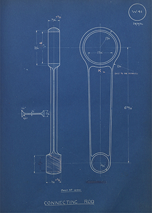 A.J Stevens & Co LTD 10341 Connecting Rod WH Tildesley Forging Technical Drawing