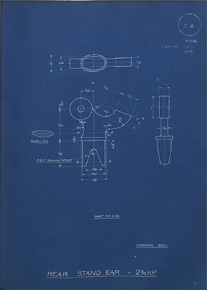 A.J Stevens & Co LTD 11130 Rear Stand Ear - 2 3/4HP WH Tildesley Forging Technical Drawing