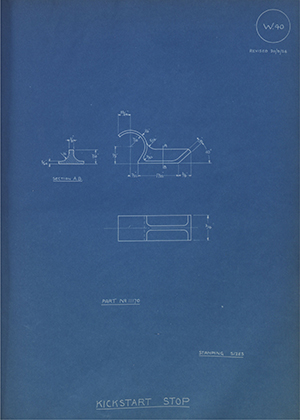 A.J Stevens & Co LTD 11170 Kickstart Stop WH Tildesley Forging Technical Drawing